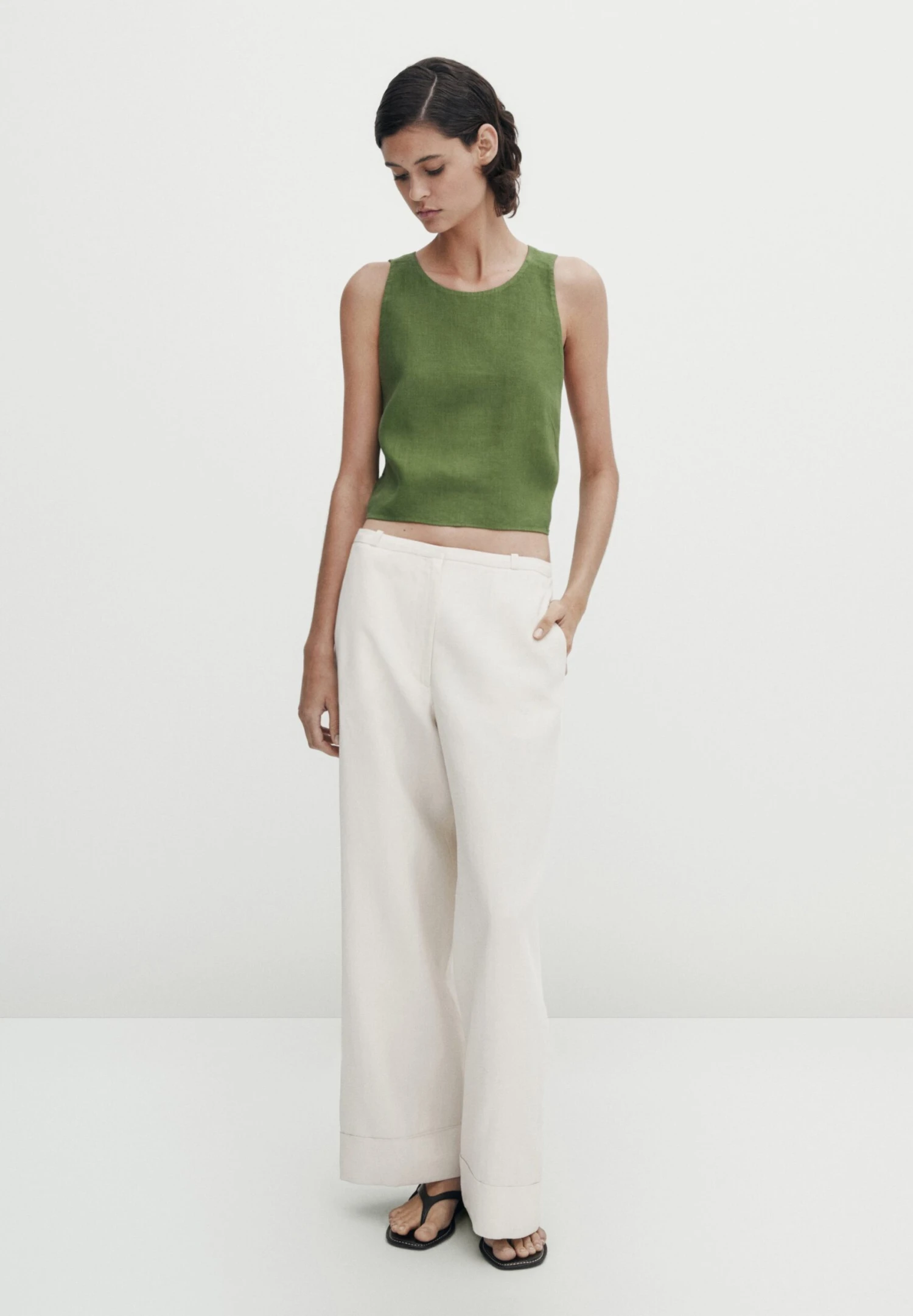 Massimo Dutti With Crossover Back- Blouse - Green 4 Massimo Dutti With Crossover Back- Blouse - Green - Image 2