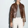 Massimo Dutti SHORT - Leather Jacket - Brown -Massimo Dutti Shop d6640df3f1594763857ad3ff6f105472