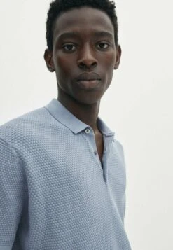 Massimo Dutti Textured Short Sleeve - Polo Shirt - Blue/Black Denim -Massimo Dutti Shop d695207ed7b644e7974481c4fb1db4b1