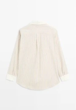 Massimo Dutti STRIPED WITH CONTRAST DETAIL - Button-down Blouse - Beige -Massimo Dutti Shop d6ffa6d70b5e4d1191a8980667728244