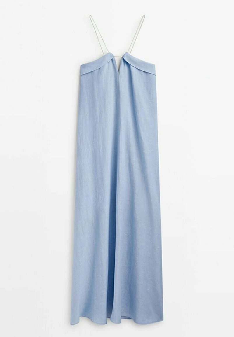 Massimo Dutti Long With Neckline And Cord Straps- Day Dress - Light Blue 9 Massimo Dutti Long With Neckline And Cord Straps- Day Dress - Light Blue - Image 7