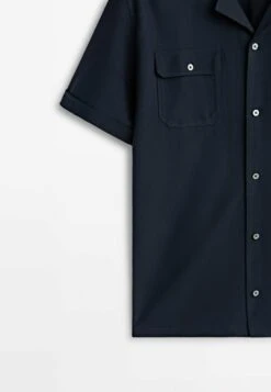 Massimo Dutti Micro- Short Sleeve With Pockets- Shirt - Dark Blue -Massimo Dutti Shop d734359937b44430af3e1b51c330da6f
