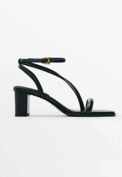 Massimo Dutti Strappy Block Heel- Sandals - Black -Massimo Dutti Shop d7dd811999164338bd4c02cd27eb677d
