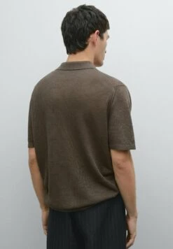 Massimo Dutti WIDE BUTTONED POLO COLLAR - Polo Shirt - Dark Brown -Massimo Dutti Shop d80b2f30850440f8a210a17831e15d09