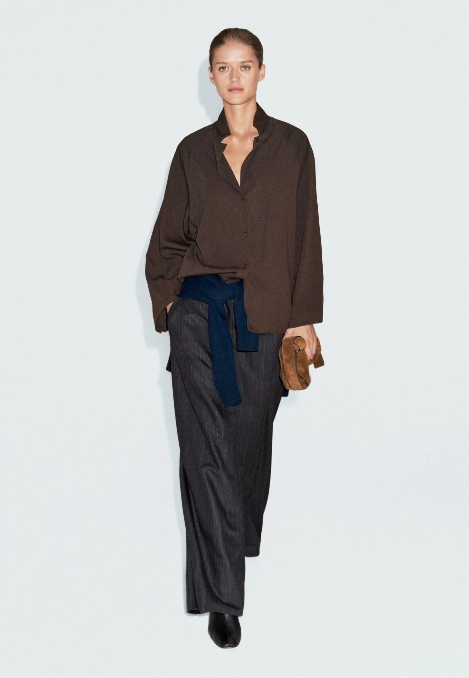 Massimo Dutti Button-down Blouse - Dark Brown 4 Massimo Dutti Button-down Blouse - Dark Brown - Image 2