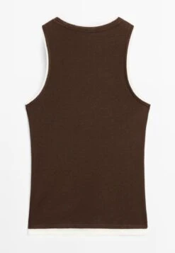 Massimo Dutti SLEEVELESS WITH DOUBLE TRIM - Basic T-shirt - Dark Brown -Massimo Dutti Shop d826579b2f0645f4bbbe78d495c78a1e