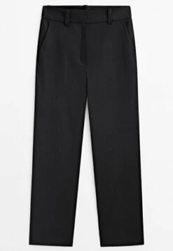 Massimo Dutti Blend Straight- Trousers - Black -Massimo Dutti Shop d8300206def4427db790a82d5352370b