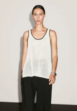 Massimo Dutti STRAPPY CROCHET - Top - WHITE