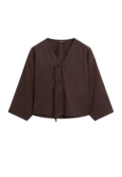 Massimo Dutti CROPPED GARMENT WITH DRAWSTRING DETAIL - Blouse - Dark Brown -Massimo Dutti Shop d8996292ddde4fff8c8a3e534121d118
