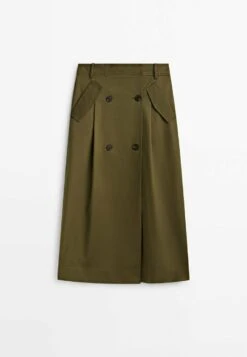 Massimo Dutti A-Line Skirt - Khaki -Massimo Dutti Shop d8b6f28867cd4b96808a5b2a230e8ea3