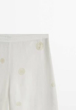 Massimo Dutti Straight With An Embroidery Detail - Trousers - Beige -Massimo Dutti Shop d8cc2f6c4367484982e0df939b11d11c