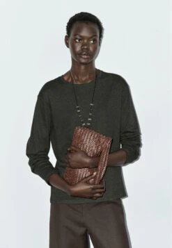 Massimo Dutti LONG SLEEVE WITH SEAM DETAIL - Long Sleeved Top - Grey