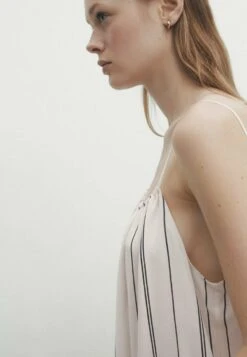 Massimo Dutti Striped Flowing Strappy- Top - Beige -Massimo Dutti Shop d8fc9bd507de4f45b3ff25738f4c8cfd