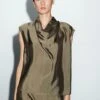 Massimo Dutti FLOWING GARMENT WITH STRIPED DETAILS - Blouse - Khaki -Massimo Dutti Shop d9298f01d8174c9984f6f8237b6802bf
