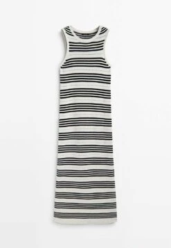 Massimo Dutti Striped Sleeveless Textured - Jumper Dress - Beige -Massimo Dutti Shop d932f3bf629f4215b4b96ce099acfd07