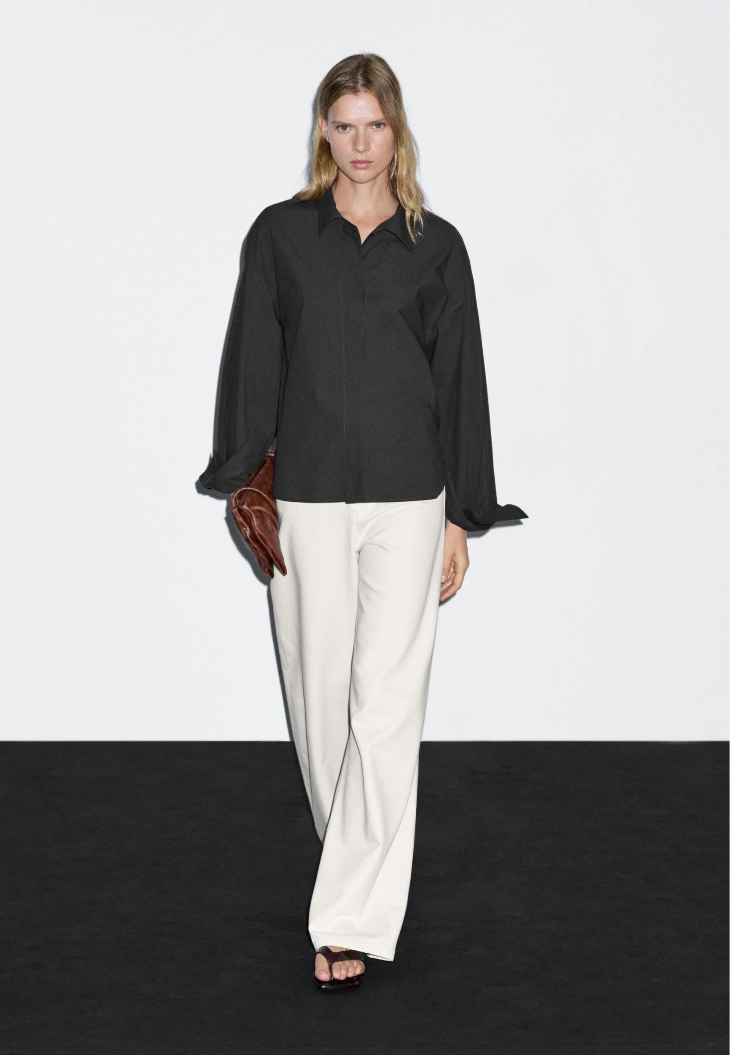 Massimo Dutti LOOSE FIT LONG SLEEVE - Button-down Blouse - Dark Grey 4 Massimo Dutti LOOSE FIT LONG SLEEVE - Button-down Blouse - Dark Grey - Image 2