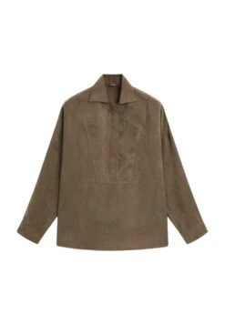 Massimo Dutti GARMENT WITH ZIP ON THE CHEST - Blouse - Dark Brown -Massimo Dutti Shop d9f21ce9fd8149998c065e6b20e13098