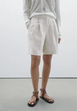 Massimo Dutti PLEATED BERMUDA - Shorts - Light Grey