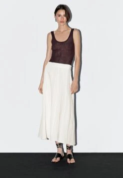 Massimo Dutti FLARED MIDI WITH SEAM DETAILS - A-line Skirt - White -Massimo Dutti Shop da57c82ecac748ae9a8b0cf660eebb88