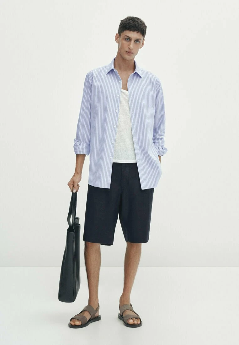 Massimo Dutti Soft Wash Striped Oxford - Shirt - Light Blue 4 Massimo Dutti Soft Wash Striped Oxford - Shirt - Light Blue - Image 2