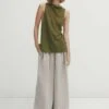Massimo Dutti With Crossover Back- Top - Khaki -Massimo Dutti Shop daa6c7fdb40749f19e48c4c5b33cdf8e