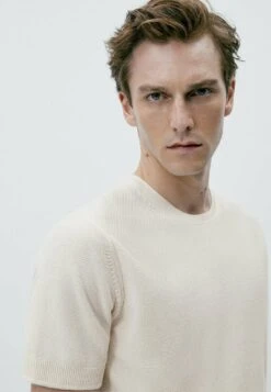 Massimo Dutti With Contrast Nautical - Basic T-Shirt - Beige -Massimo Dutti Shop daac86e63f734c9bb41e901e6b0f64a6