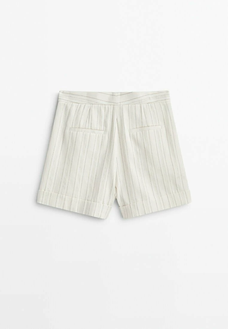 Massimo Dutti Striped Bermuda With Darts And Turn-Up Hems - Shorts - Sand 8 Massimo Dutti Striped Bermuda With Darts And Turn-Up Hems - Shorts - Sand - Image 6