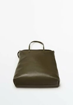 Massimo Dutti With Multi-Way Strap - Tote Bag - Khaki -Massimo Dutti Shop dad68be095e848e08d4a483e7f484841