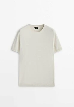 Massimo Dutti With Contrast Nautical - Basic T-Shirt - Beige -Massimo Dutti Shop db18c801585d422cb3911422fe0fcec0