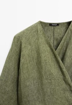 Massimo Dutti FLOWING GARMENT WITH TIE DETAIL AT THE WAIST - Blouse - Mottled Dark Green -Massimo Dutti Shop db1911a203d942dda417e53b55125a27