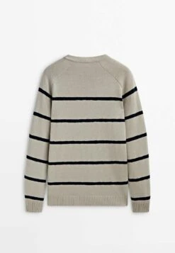 Massimo Dutti Colour Block Crew Neck- Jumper - Beige -Massimo Dutti Shop db24dcf7cecb483cb4939d6a1087cd13