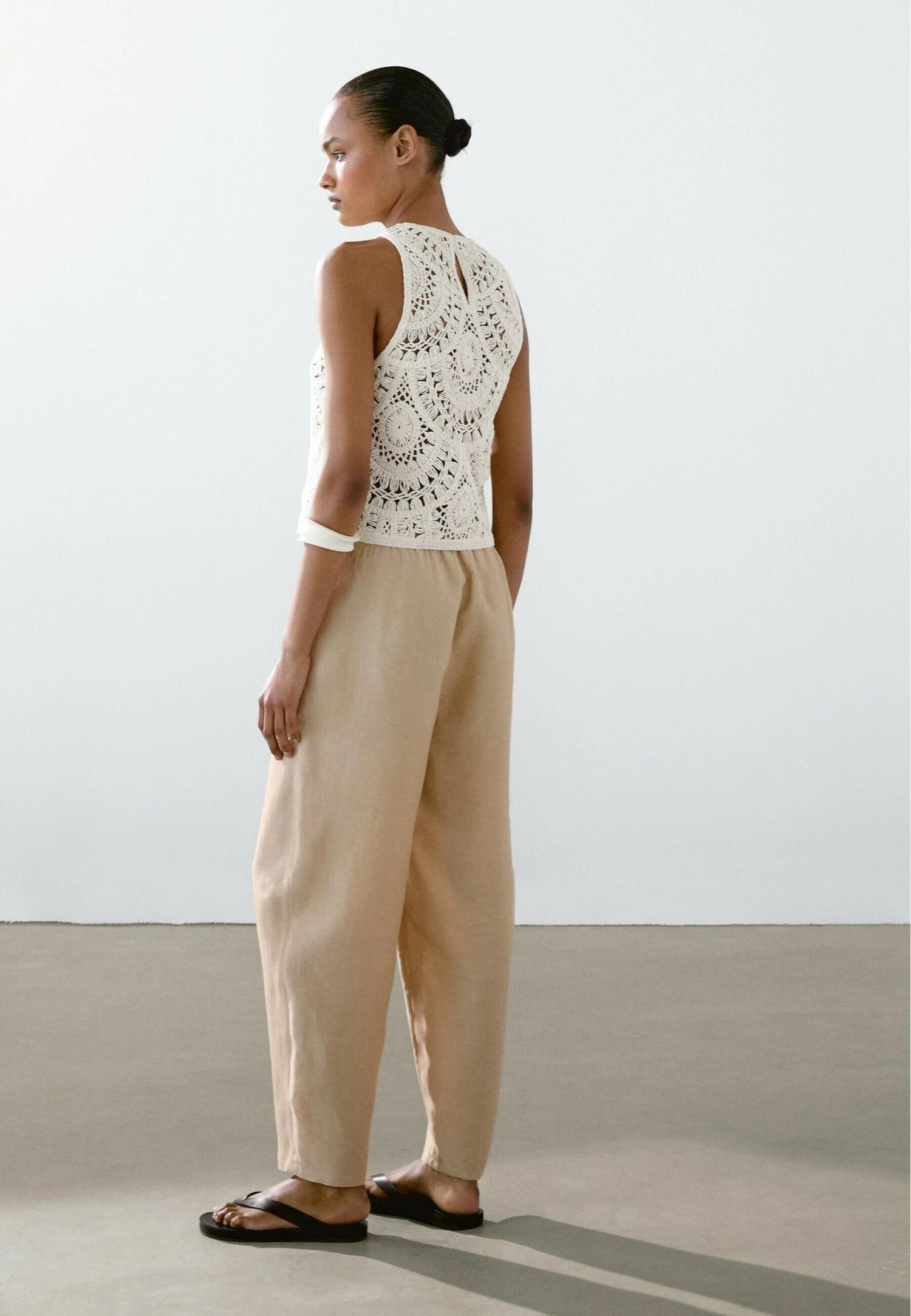 Massimo Dutti FLOWING BARREL FIT - Trousers - Sand 5 Massimo Dutti FLOWING BARREL FIT - Trousers - Sand - Image 3