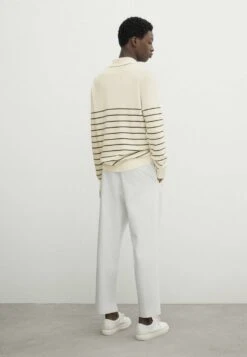 Massimo Dutti Striped Mock Neck With Zip- Jumper - Beige -Massimo Dutti Shop db8927759eda408998d88b433dfd25de
