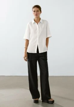 Massimo Dutti SHORT SLEEVE GARMENT - Button-down Blouse - White