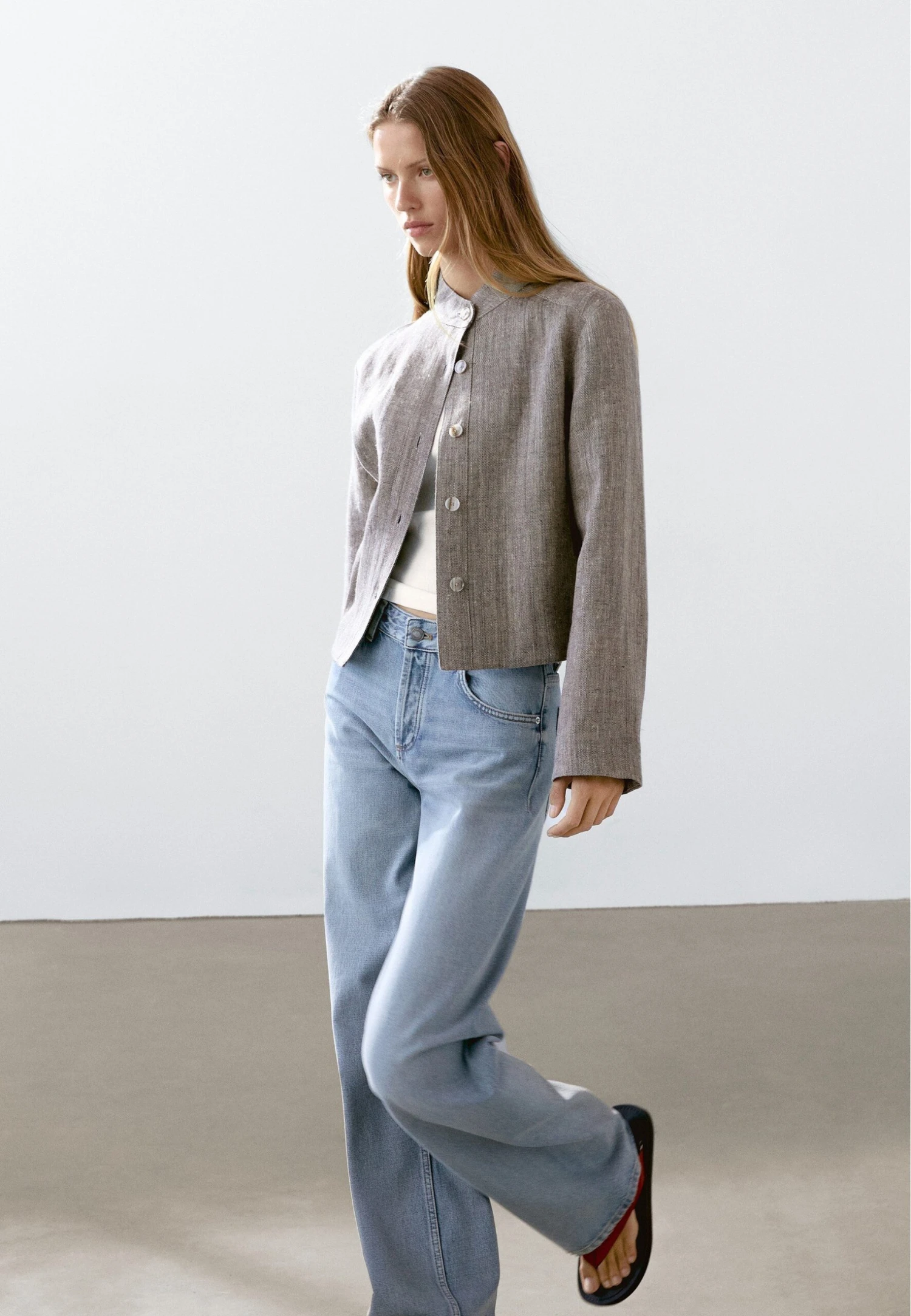 Massimo Dutti SHORT WITH STAND COLLAR - Light Jacket - Grey 7 Massimo Dutti SHORT WITH STAND COLLAR - Light Jacket - Grey - Image 5