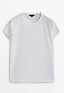 Massimo Dutti Mercerised - Basic T-Shirt - White -Massimo Dutti Shop dbef610a3c8d468488aaba62075ff478