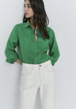Massimo Dutti Button-Down Blouse - Dark Green -Massimo Dutti Shop dc4e17b386e04db1bd83eb1caf15265f