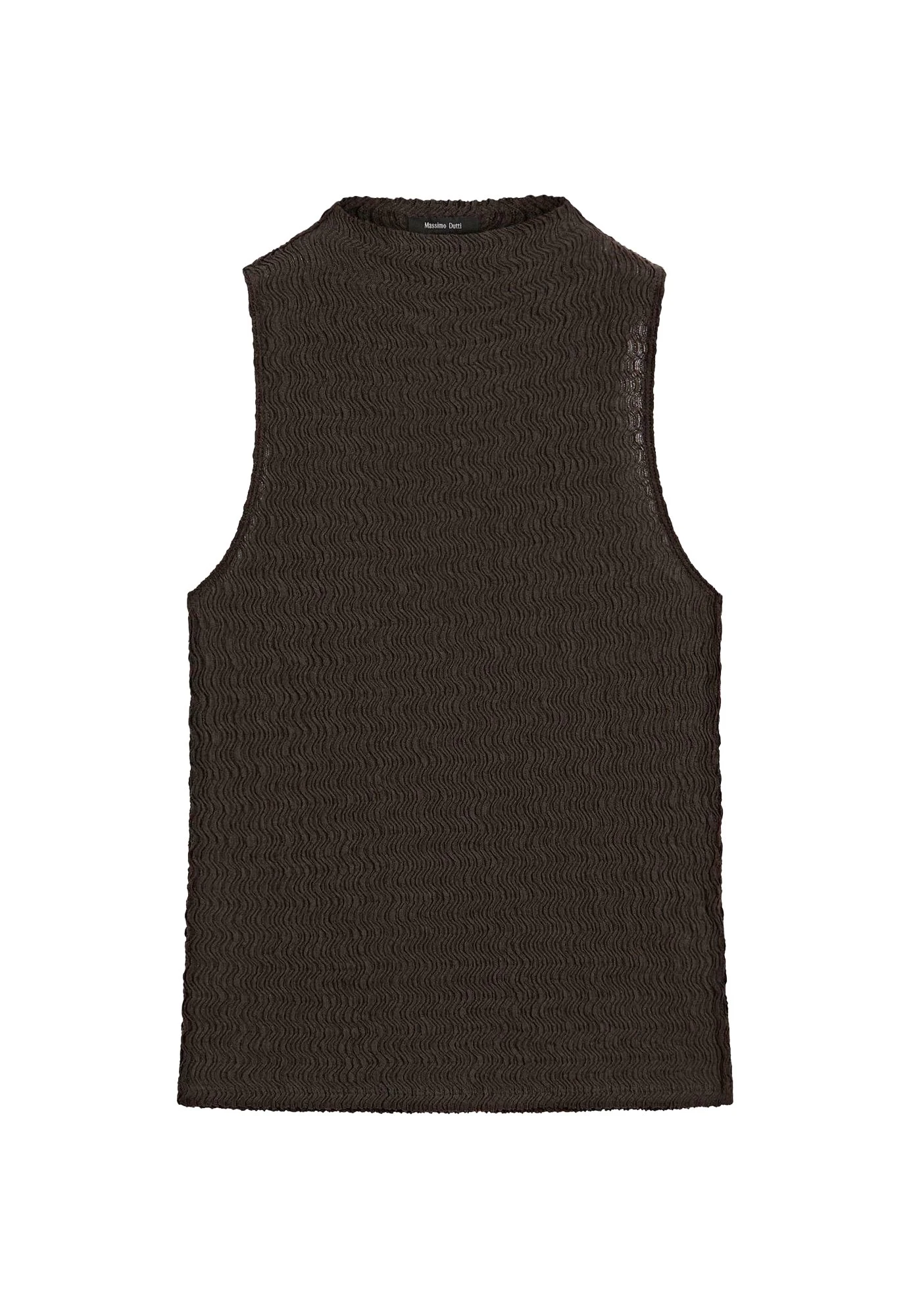 Massimo Dutti CHOCOLATE LINEAR WAFFLE-KNIT FUNNEL NECK - Top - Dark Brown 7 Massimo Dutti CHOCOLATE LINEAR WAFFLE-KNIT FUNNEL NECK - Top - Dark Brown - Image 5