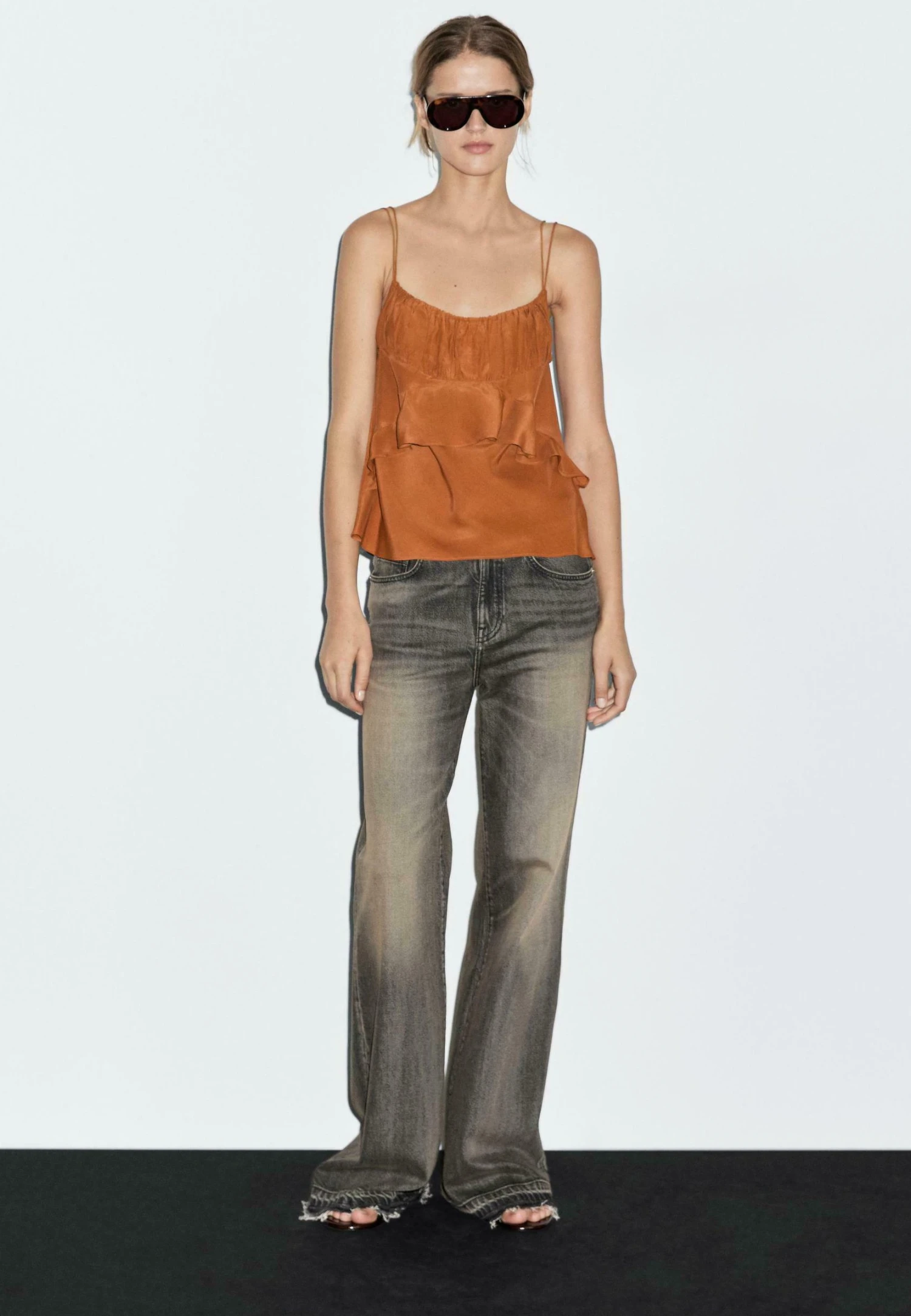 Massimo Dutti STRAPPY FLOWING WITH DRAPED DETAIL - Top - Orange 4 Massimo Dutti STRAPPY FLOWING WITH DRAPED DETAIL - Top - Orange - Image 2