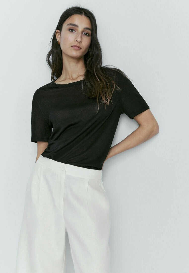 Massimo Dutti Short Sleeve- Basic T-Shirt - Black 6 Massimo Dutti Short Sleeve- Basic T-Shirt - Black - Image 4