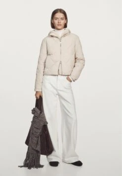 Massimo Dutti SHORT WATER-REPELLENT PUFFER - Down Jacket - Beige