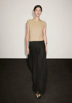 Massimo Dutti CONTRAST LONG WITH SIDE SLITS - Maxi Dress - Black