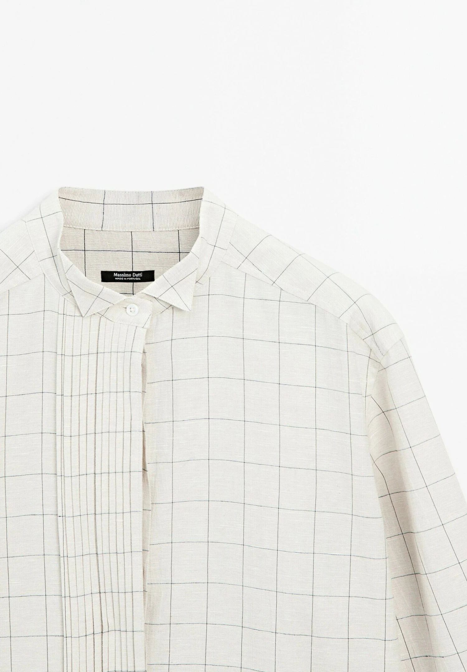 Massimo Dutti CHECK GARMENT WITH PINTUCKS - Button-down Blouse - Beige 9 Massimo Dutti CHECK GARMENT WITH PINTUCKS - Button-down Blouse - Beige - Image 7