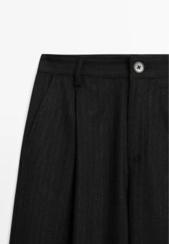 Massimo Dutti MID-RISE WIDE-LEG PINSNTRIPE - Trousers - Black -Massimo Dutti Shop dcc797d25e8a40a7a8466b63530d1aae