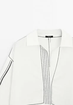 Massimo Dutti LOOSE-FITTING GARMENT WITH CONTRAST DETAILS - Blouse - White -Massimo Dutti Shop dd9bedb84d49492688818ff192021e8a