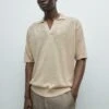 Massimo Dutti V-NECK SHORT SLEEVE - Polo Shirt - Beige -Massimo Dutti Shop dda93e76fe3b4dd6aa423bb092bda518