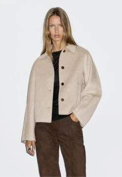 Massimo Dutti CROPPED - Short Coat - Light Grey