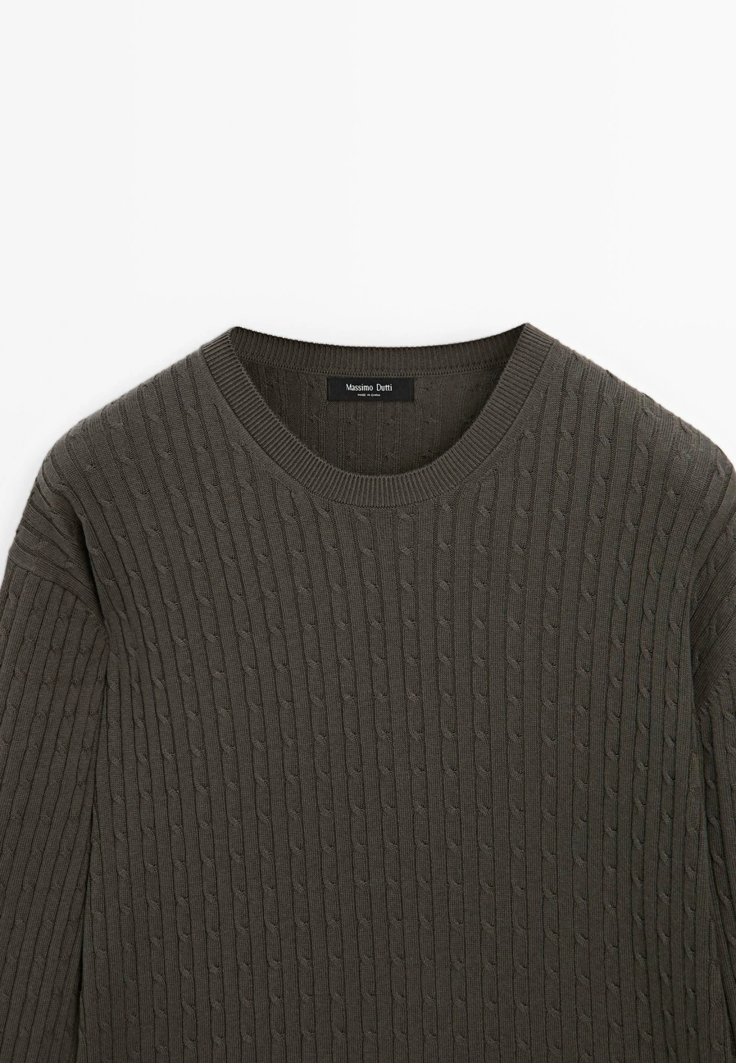 Massimo Dutti CABLE-KNIT CREW NECK - Jumper - Mottled Green 12 Massimo Dutti CABLE-KNIT CREW NECK - Jumper - Mottled Green - Image 10