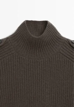 Massimo Dutti KNIT HIGH NECK SWEATER WITH SHOULDER DETAIL - Jumper - Dark Brown -Massimo Dutti Shop dead9c3d5e0a47bca1d9b0c447f1ee52
