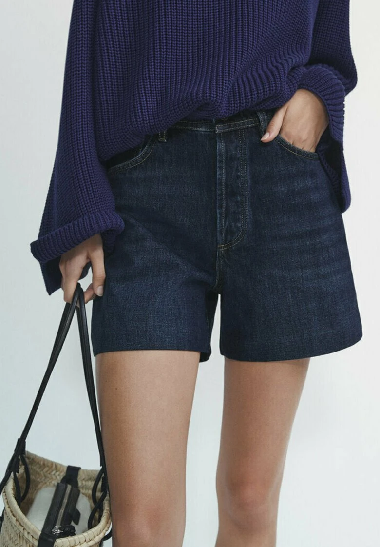 Massimo Dutti With Pocket - Denim Shorts - Dark Blue 6 Massimo Dutti With Pocket - Denim Shorts - Dark Blue - Image 4